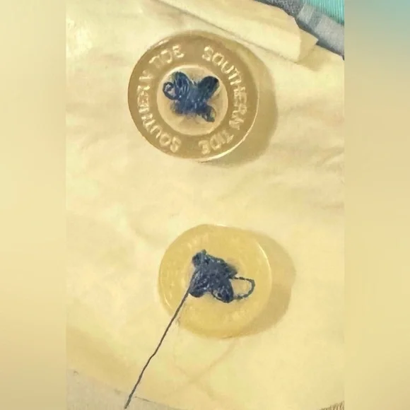 Southern Tide Aqua and Navy Plaid Men's Shirt - Picture 4 of 5